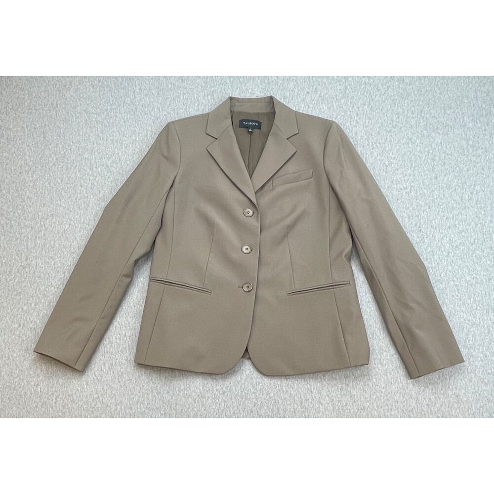 Talbots Blazer Womens 6 Brown Wool Blend Stretch Notch Lapel 3-Button‎ Lined